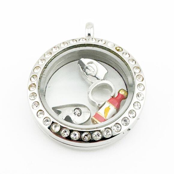 Origami‎ Owl Living Locket Pendant Silver Rhinestone Floating Charms - Picture 5 of 10